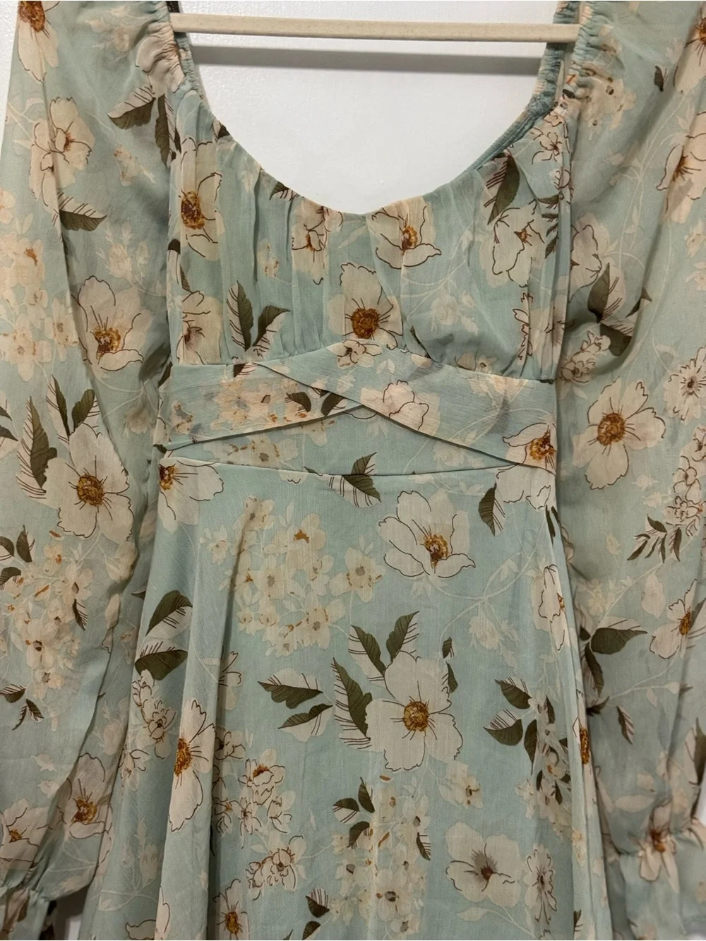Evolutionary Apparel Women's Large Long Sleeve Floral Mini Dress with Tie Front